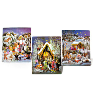 Snow scene, silver glitter, images, 3d - 40X28CM, 3 ASS., 1/BAG