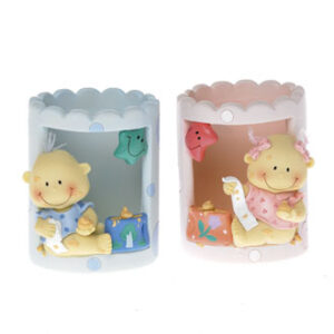 Poly pencil holder w. baby - 9CM, 2 ASS.