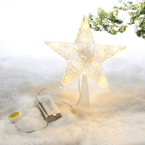 Tree top star, plastic, white, LED lightx10 (battery) - 21CM