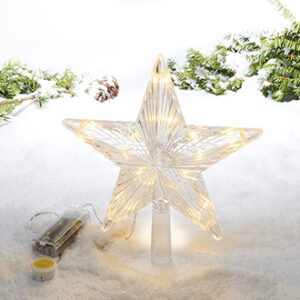 Tree top star, plastic, white, LED lightx10 (battery) - 24CM