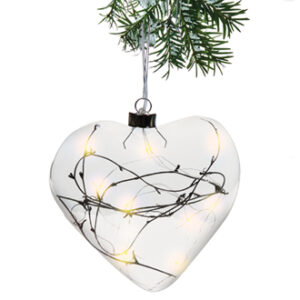 LED glass heart (BAT) - 15X25CM