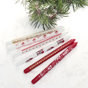 22mm calendar candles, red/white - 29CM, 6 ASS.