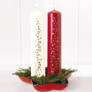 50mm calendar candles, red/creme/bordeaux - 24CM, 2 ASS.