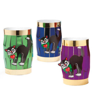 Paper barrel w. cat, Ø: 6,8cm - 12CM, 3 ASS.
