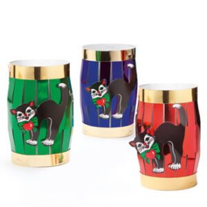 Paper barrel w. cat, Ø: 8,5cm - 18CM, 3 ASS.