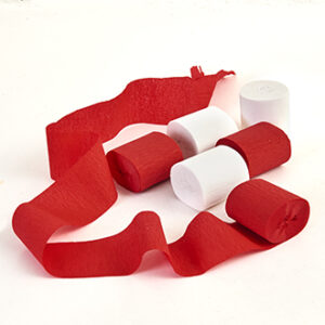 Crepe rolls, red & white, 5cm x10m - 6/BAG