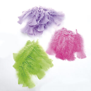 Feathers, green/purple/pink - 15CM, 3 ASS., 10/BAG