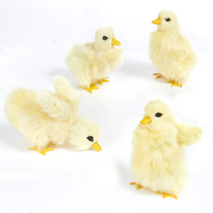 Duckling, fake fur, H: 9-13cm - 4 ASS.