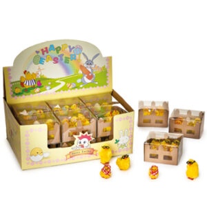 Chenille chicken, in paper, in display - 5CM, 4 ASS., 6/BOX