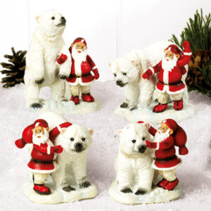 Poly Pobra santa w. polar bear - 6CM, 4 ASS.