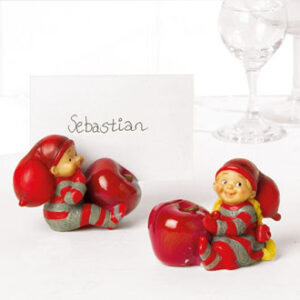 Poly Pobra pixy w. apple, name card holder - 6CM, 2 ASS.
