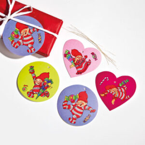 Gift tags w. Pobra candy pixy - 7CM, 4 ASS., 8/BAG