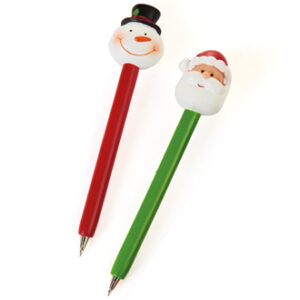 Christmas pen, w. poly figure - 17CM, 2 ASS.