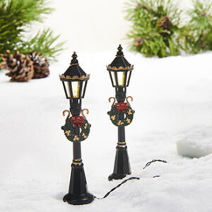 Street lantern w. light, plastic (battery) - 12CM, 2/SET