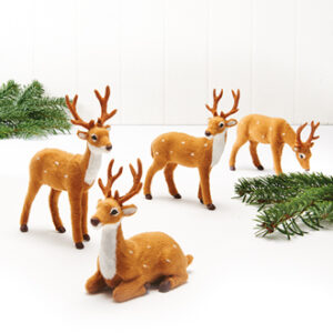 Reindeer, fake fur, light brown - 17CM, 4 ASS.