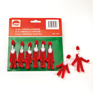 Chenille santas - 8CM, 8/BLI