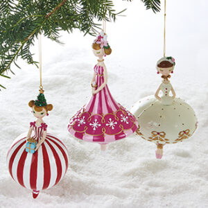 Christmas ball, poly, w. girl, to hang - 19CM, 3 ASS.