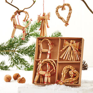 Straw decorations, in box, nature - 6CM, 10/BOX