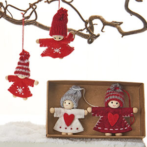 Christmas girls, fabric, to hang - 7CM, 4/BOX