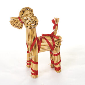 Straw goat w. ribbon, nature - 30CM