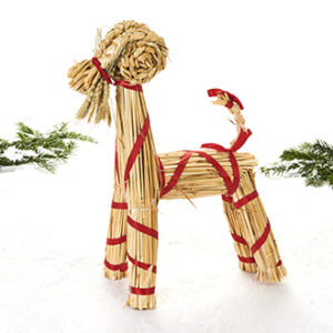 Straw goat w. ribbon, nature - 50CM