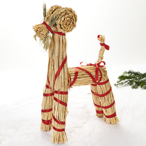 Straw goat w. ribbon, nature - 70CM