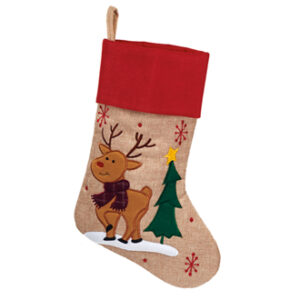 Christmas stocking, nature, w. chr. fig. - 40CM