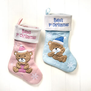 Baby stocking, felt, pink/baby blue - 40CM, 2 ASS.