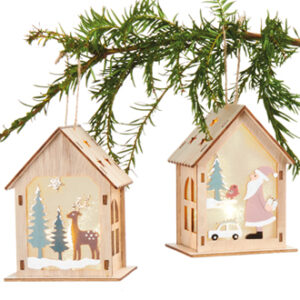 House, w. LED light, to hang - 13CM, 2 ASS.