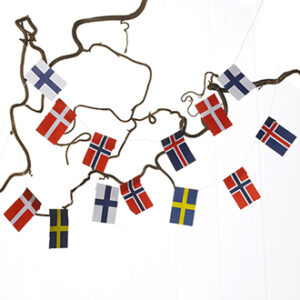 Garland w. danish, finish, norwegian, swedish, icelandic flags - 3X4CM, 2/BAG