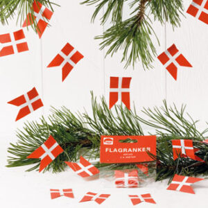 Danish flag garland w. 20 flags - 4X3CM, 2/BAG