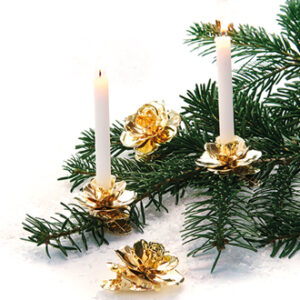 Clip-on tree candle holder, metal, golden - 3CM, 4/BAG