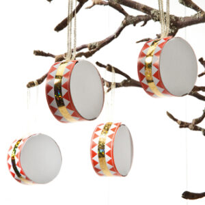 Paper drums, gold, w. string - 5CM, 4/BOX