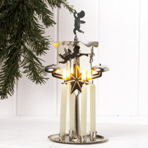 Metal angelchimes w. 4x12mm candles, silver - 26CM
