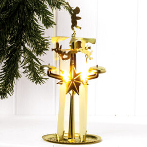 Metal angelchimes f.4x12mm candles, gold - 26CM