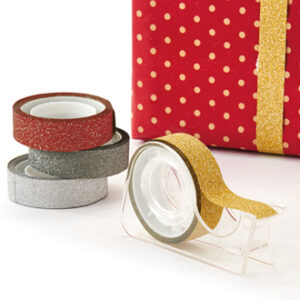 Tape, w. glitter, w. dispenser, 12mmx3m - 4 ASS., 4/BLI