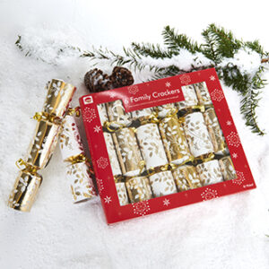 Crackers, toy & english text, white/gold - 4X23CM, 6/BOX
