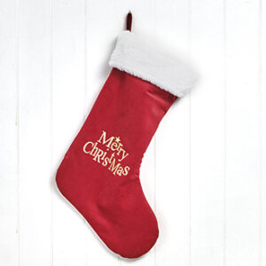 Chr. stocking, velour w. lining & fake fur edge - 57CM