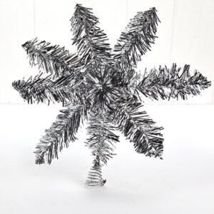 Tree top star, tinsel, silver - 25CM