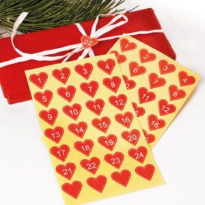 1,5x2cm red heart, date sticker, 1-24 - 2/BAG