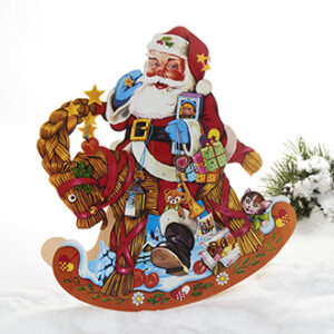 Calendar, santa w. rocking horse - 46CM