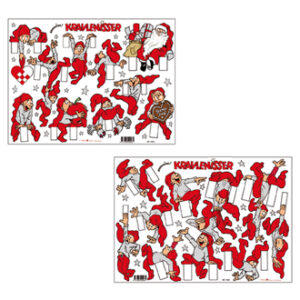 Bramming cut-out pixies, red/grey - 30X40CM, 2/BAG