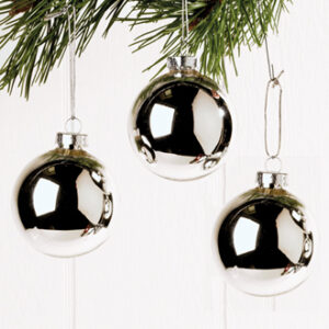 Glass balls, silver, to hang - 3CM, 12/BLI
