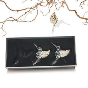 Glass hummingbird w. glitter, to hang - 5X7CM, 3/BOX