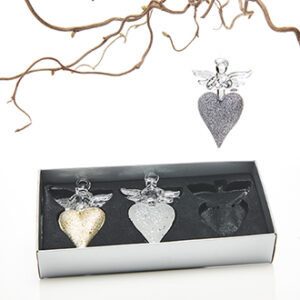Angel, glass, gold/silver/white, to hang - 7CM, 3/BOX
