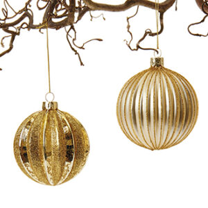 Glass ball, antique gold, to hang - 8CM, 2 ASS.