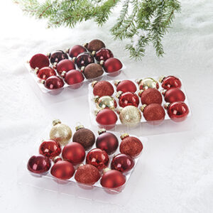 Glass balls, ass. red & gold - 4CM, 3 ASS., 12/BOX
