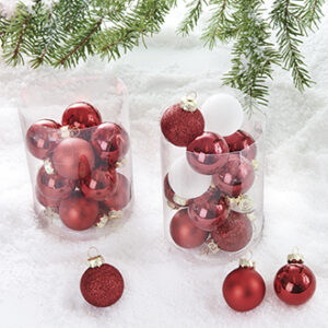 Glass balls, red & white - 4CM, 2 ASS., 16/BOX