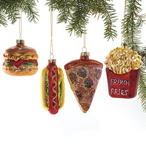 Junk food, glass, w. string - 9CM, 4 ASS.