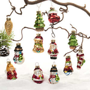Christmas figures, glass, w. glitter - 5CM, 12/BOX